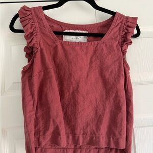 NPL Ruse Cropped Linen Top